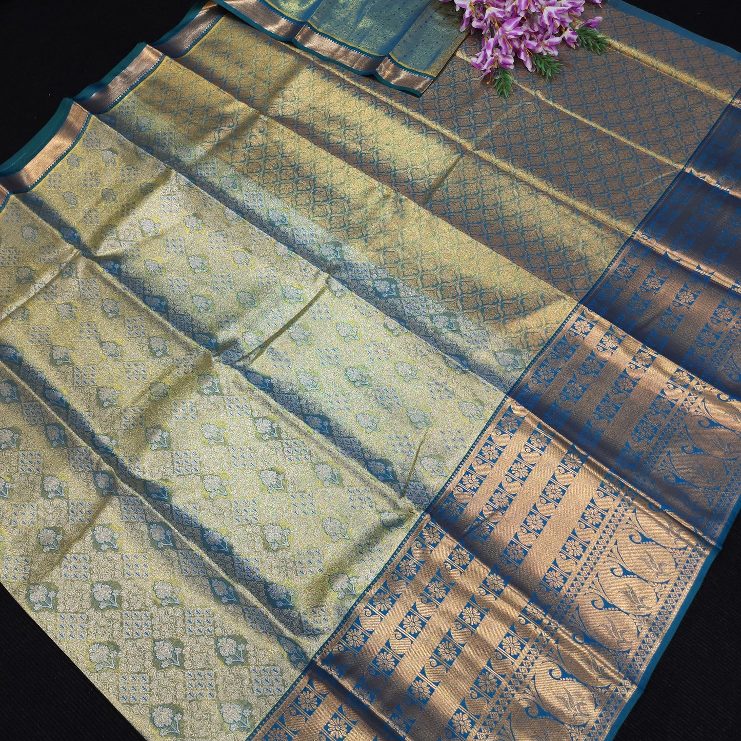 ✨️Semi Kanchi Pattu One Gram Gold Saree💫