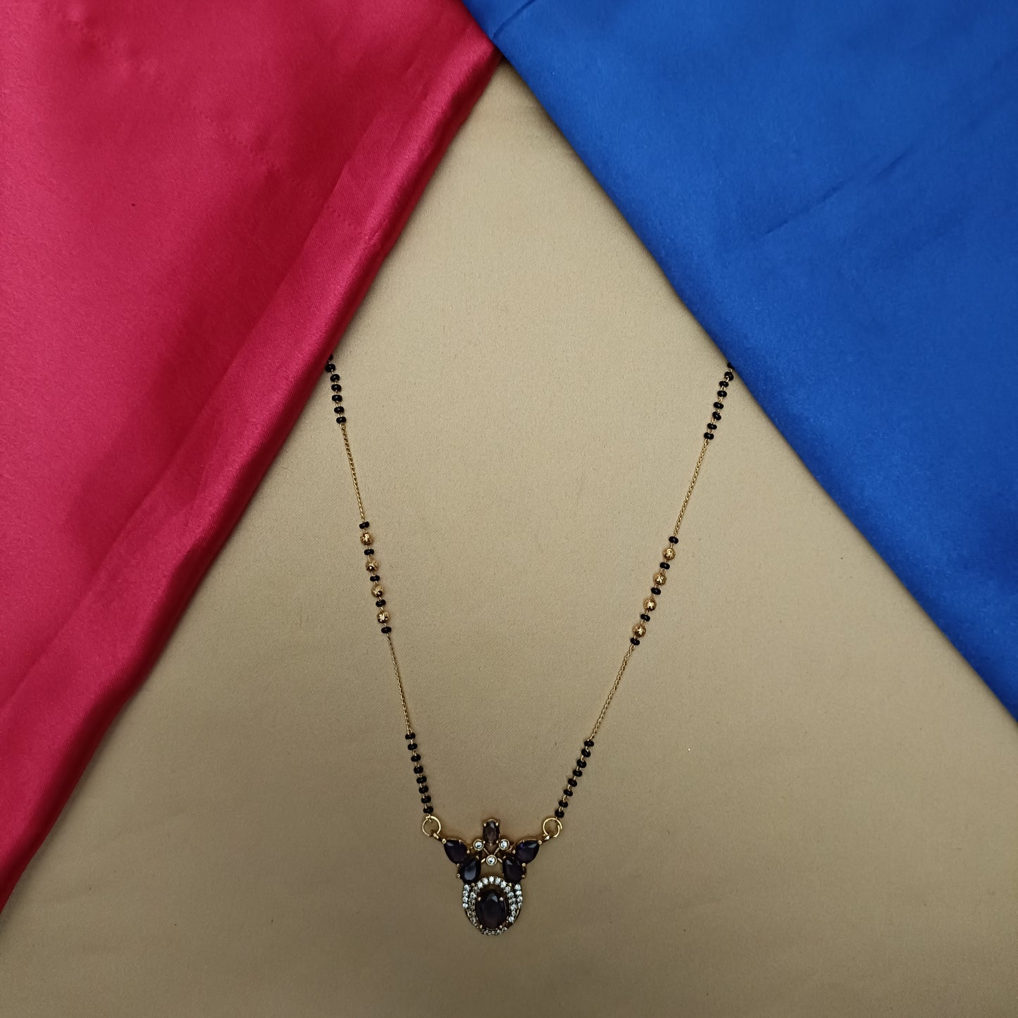 Beautiful Black Beads In Purple Stone