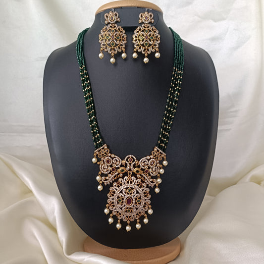 Beautiful Fancy Green Crystal Raani Haaram - Ambica Wedding Mall