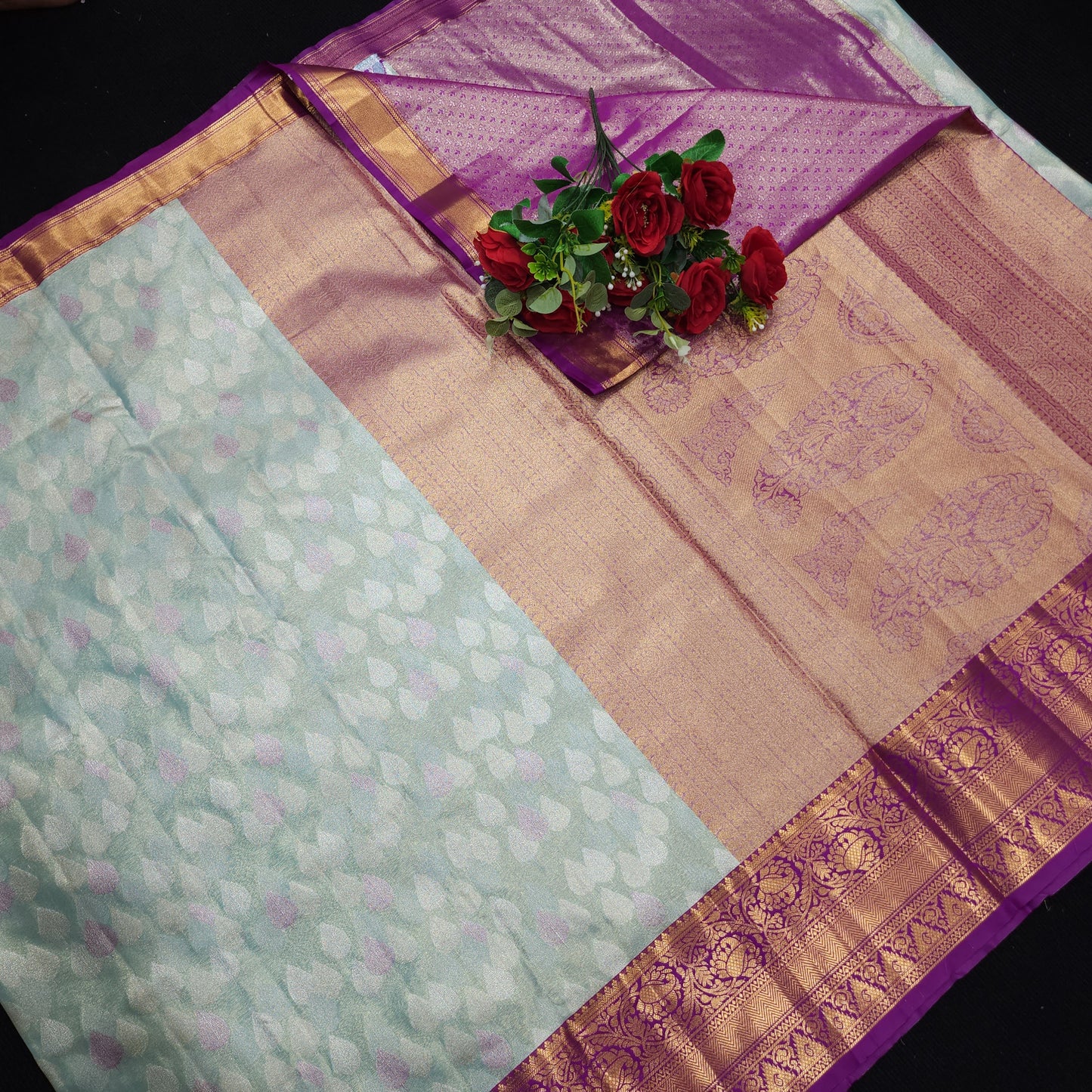 Semi kanchi pattu tissue 2 Gram Gold Sarees🛍️