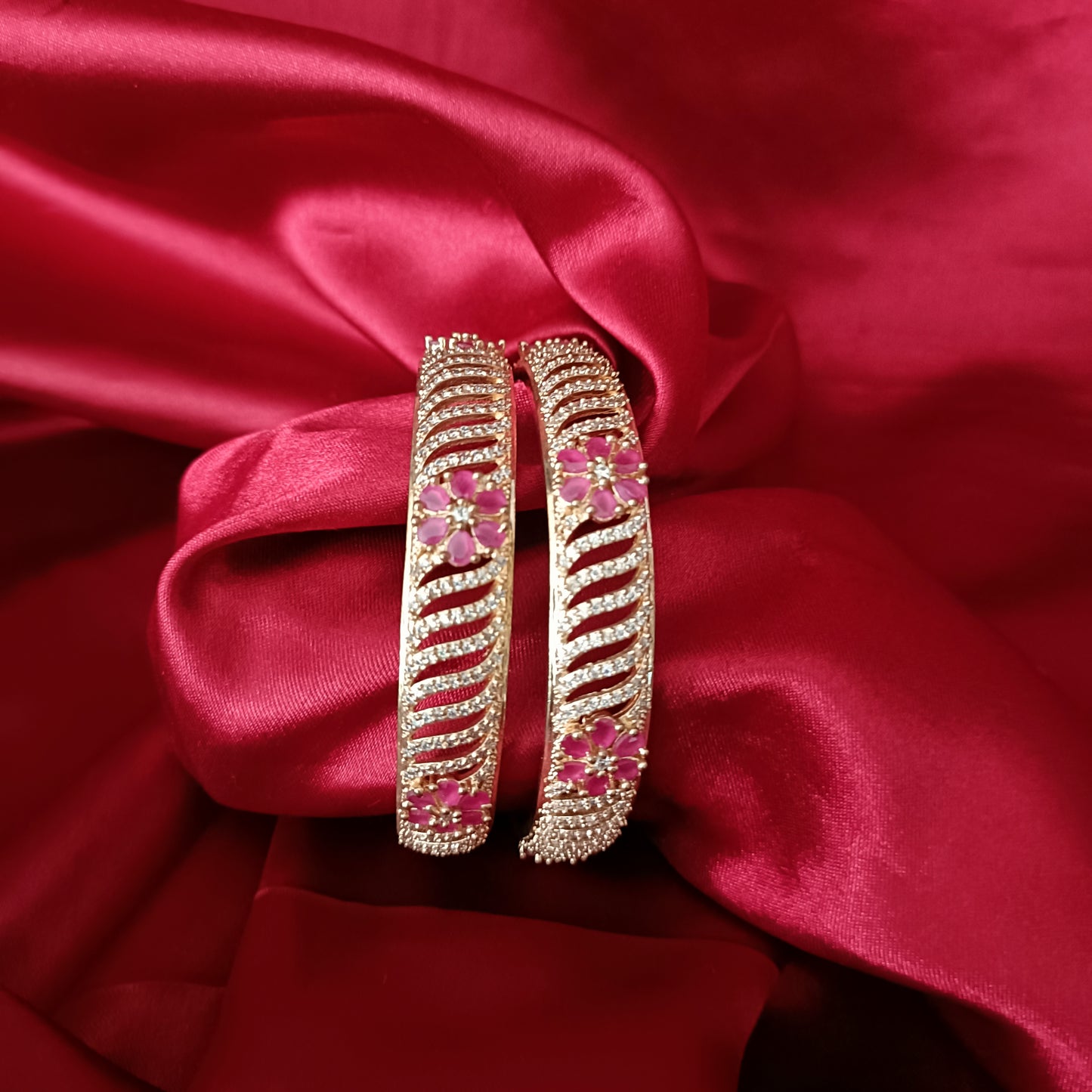 Bangles CZ Floral Design Bangles - Ambica Wedding Mall