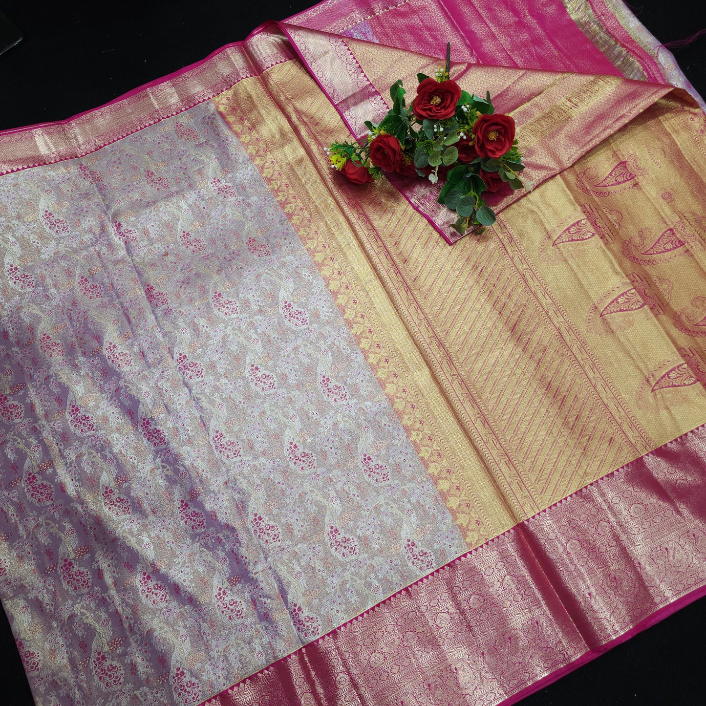 Semi kanchi pattu tissue 2 Gram Gold Sarees🛍️