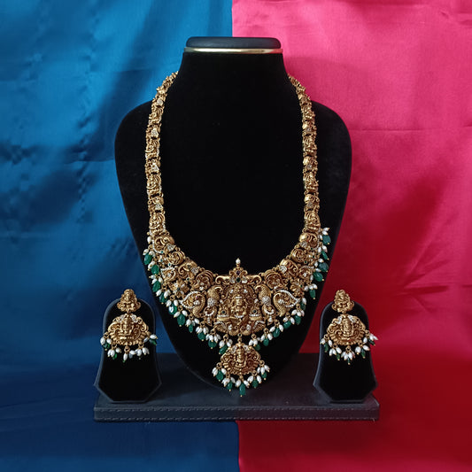 Beautiful Nakshi Long Necklace With Laxmi Idol