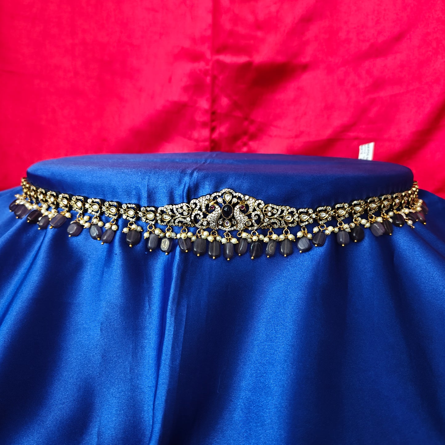 Beautiful Victorian Chain Type Vaddanam Rs Purple Beads