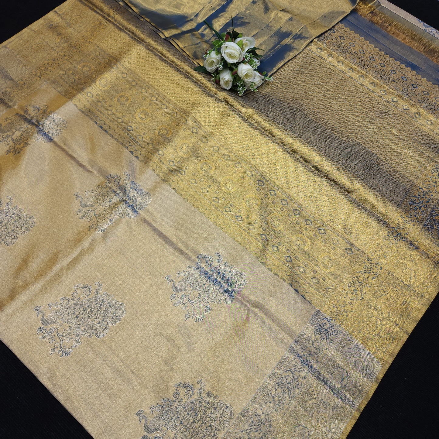 Pure 2G Jariwarp Brocade Handloom Tissue Sarees
