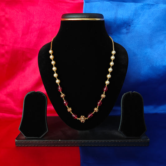 Beautiful Beads Mala In Maroon Colour
