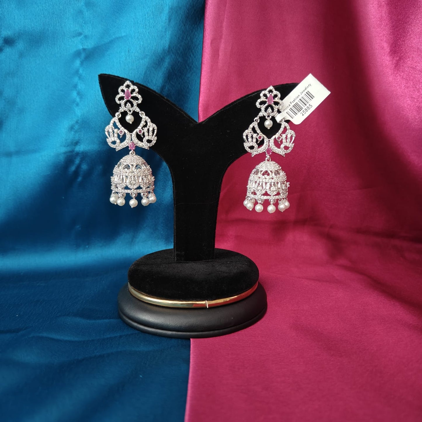 Elegant Silver Jhumki In Peacock Design