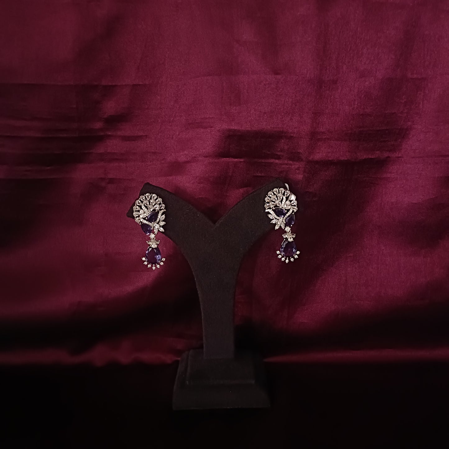 Beautiful Purple Stone Earrings - Ambica Wedding Mall