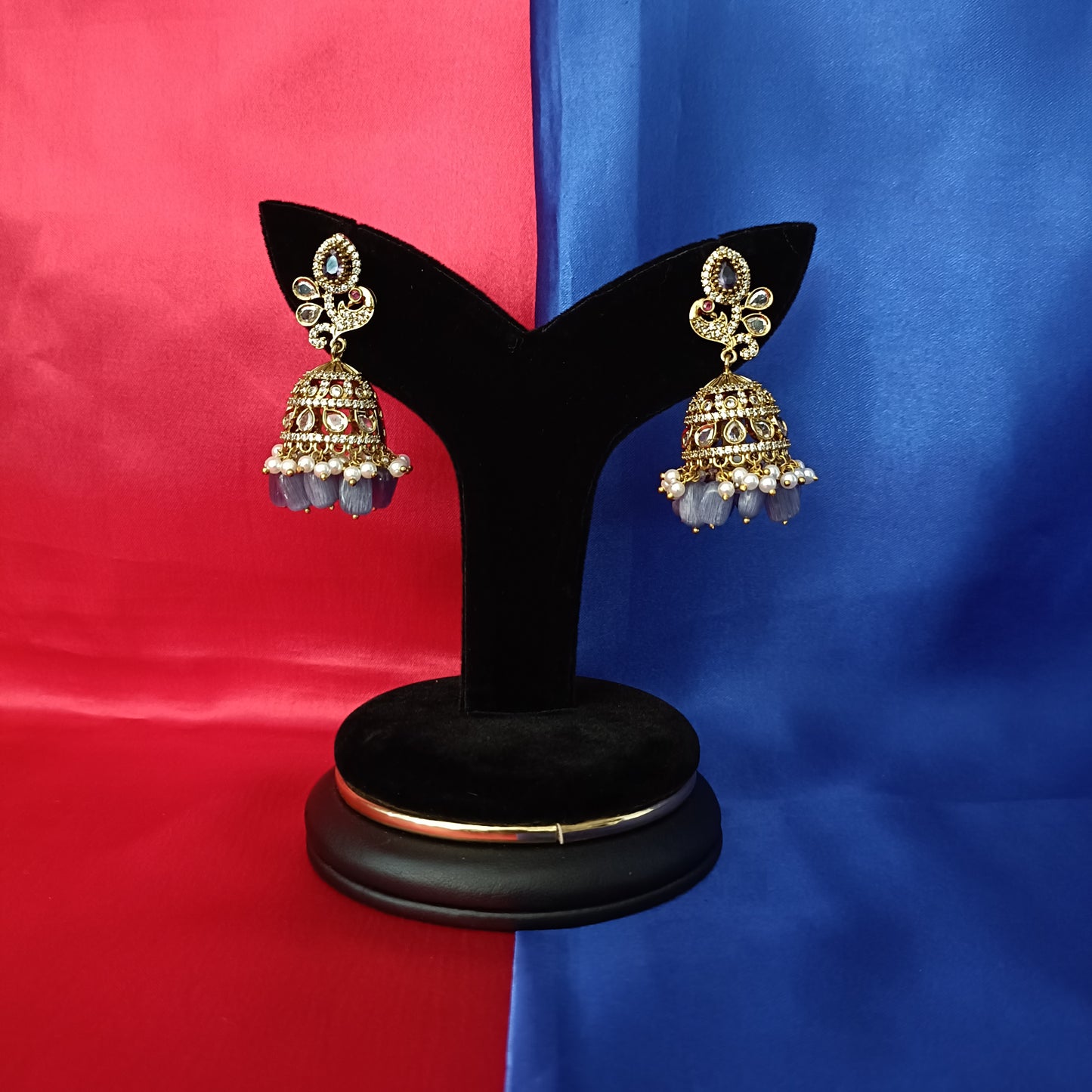 Beautiful Victorian Jhumki In Purple Beads