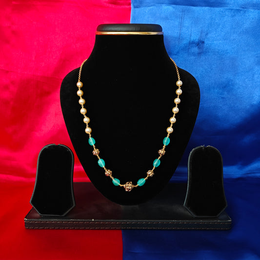 Beautiful Beads Mala In Pista Green Colour