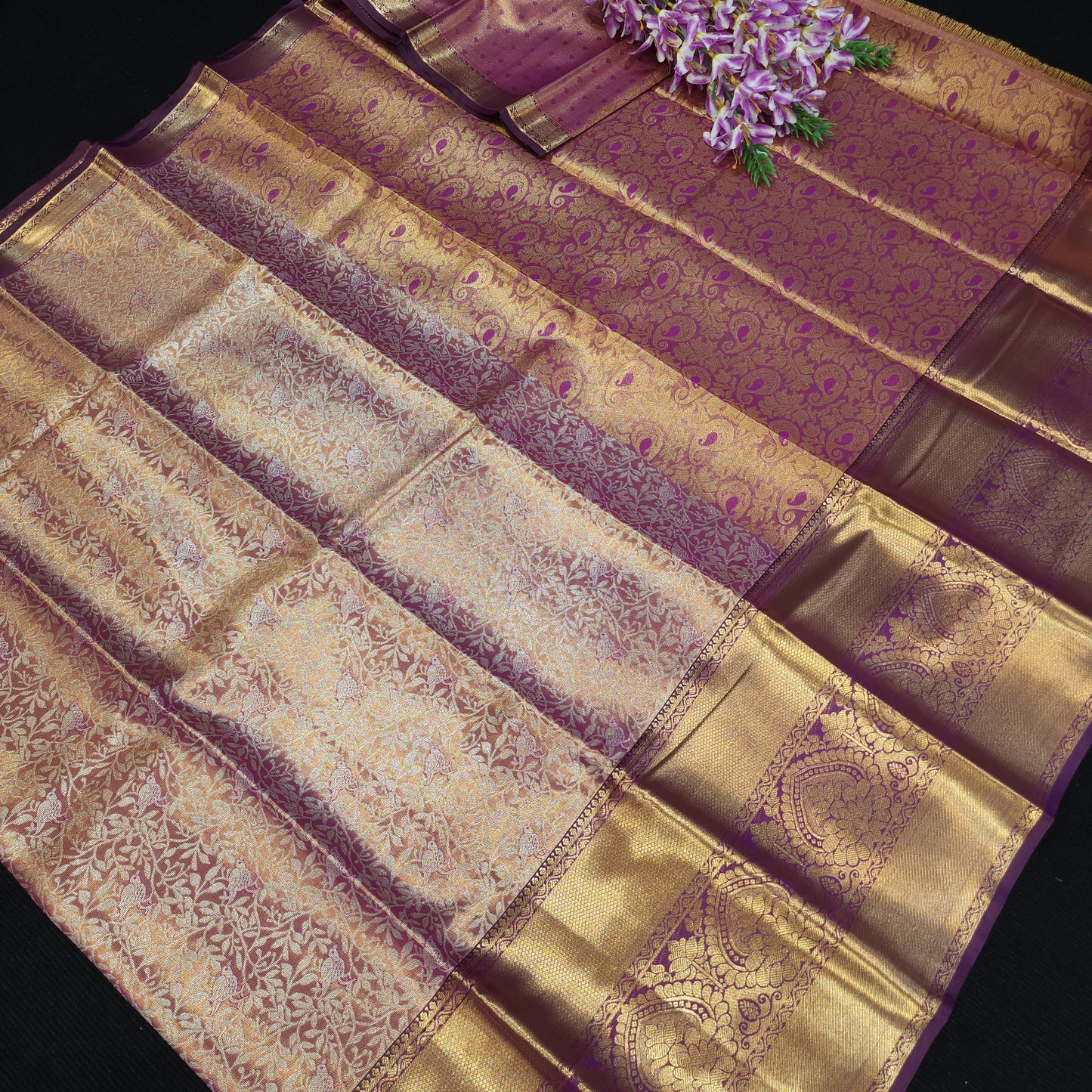 ✨️Semi Kanchi Pattu One Gram Gold Saree💫
