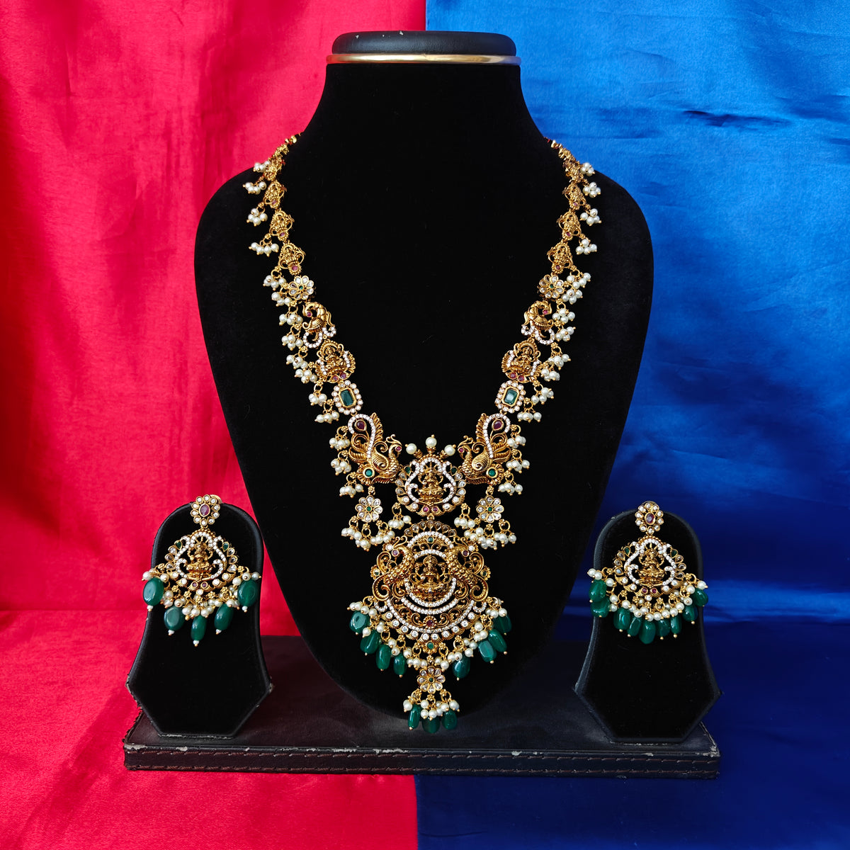 Beautiful Nakshi Long Necklace With Laxmi Idol