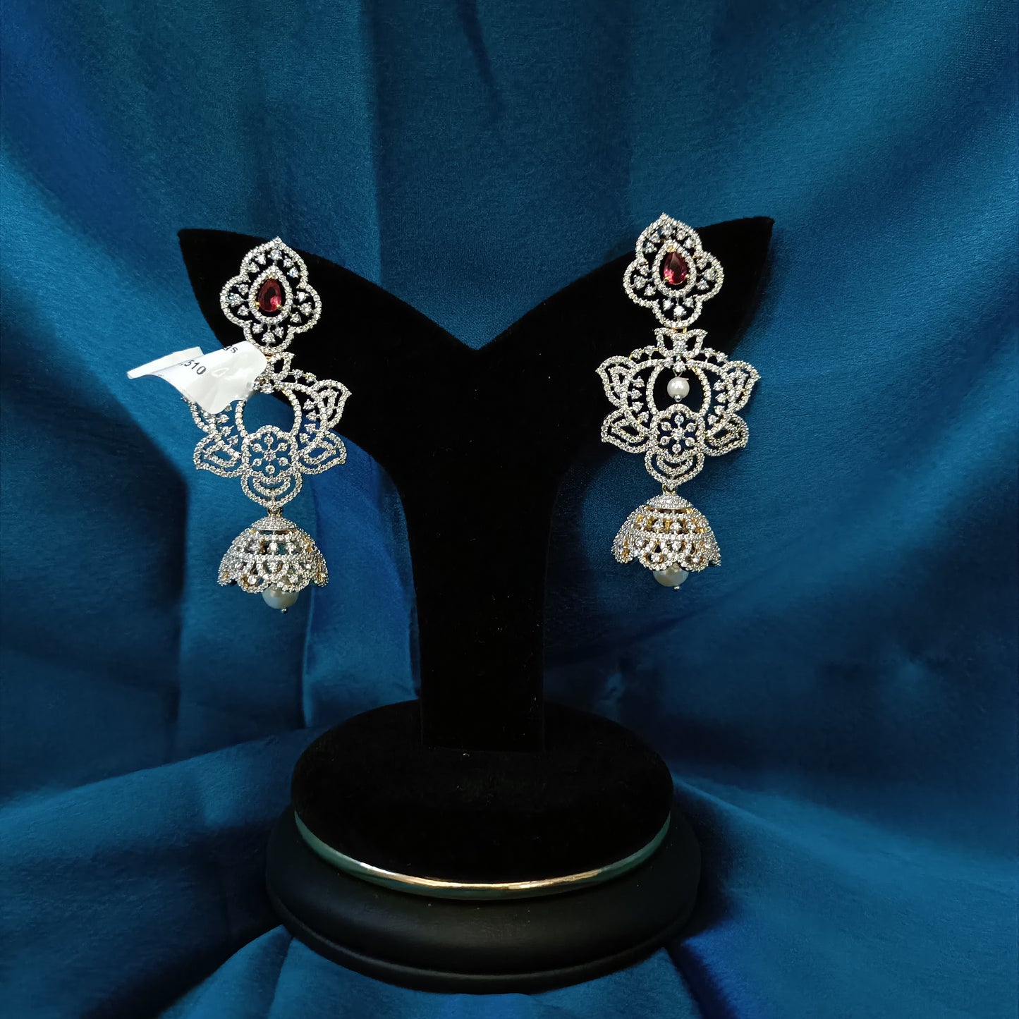 Beautiful Ruby GJ Jhumkas With Chandbali Design - Ambica Wedding Mall