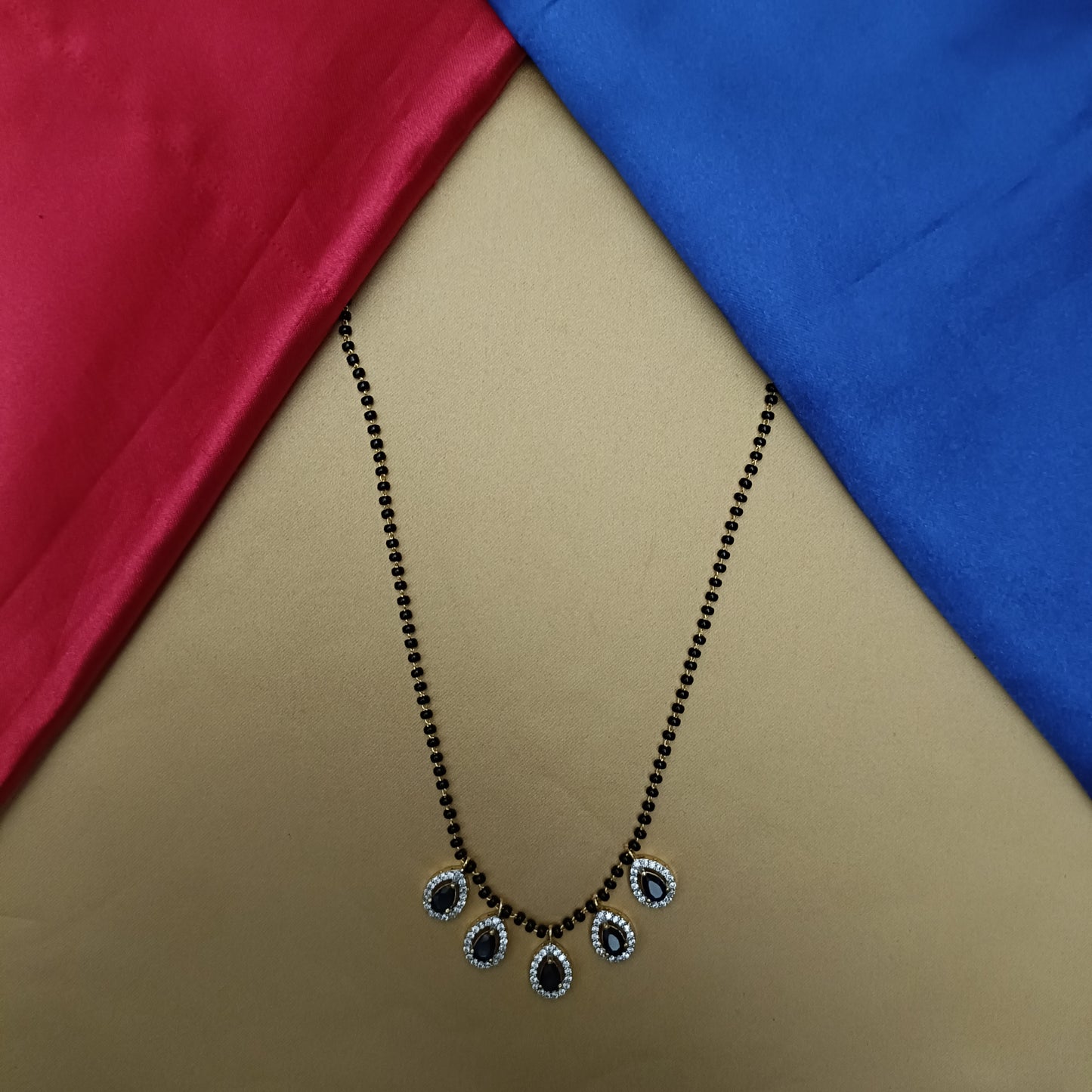 Beautiful Black Beads In Navy Blue Stone