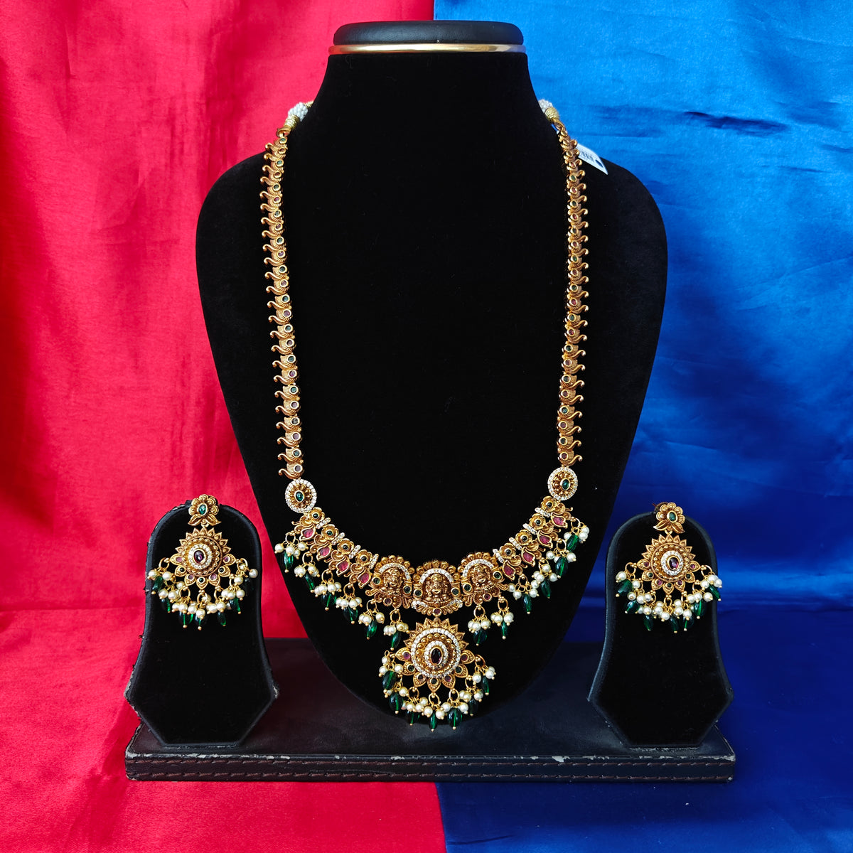 Beautiful Nakshi Long Necklace With Laxmi Idol