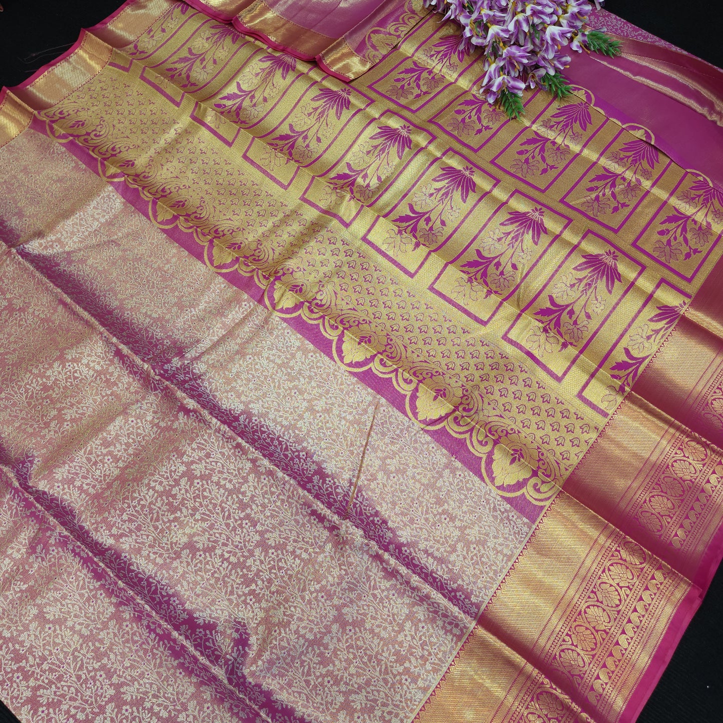 ✨️Semi Kanchi Pattu One Gram Gold Saree💫