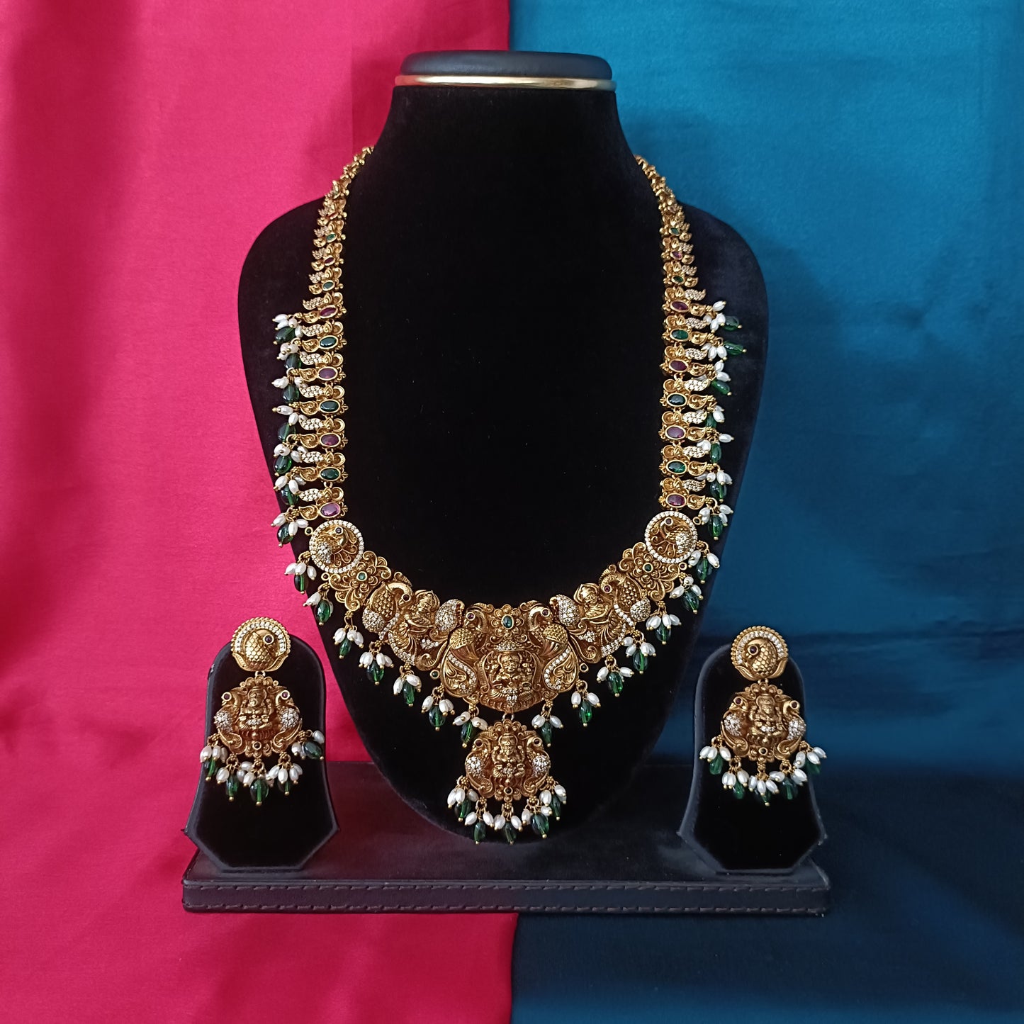 Beautiful Nakshi Long Necklace With Laxmi Idol