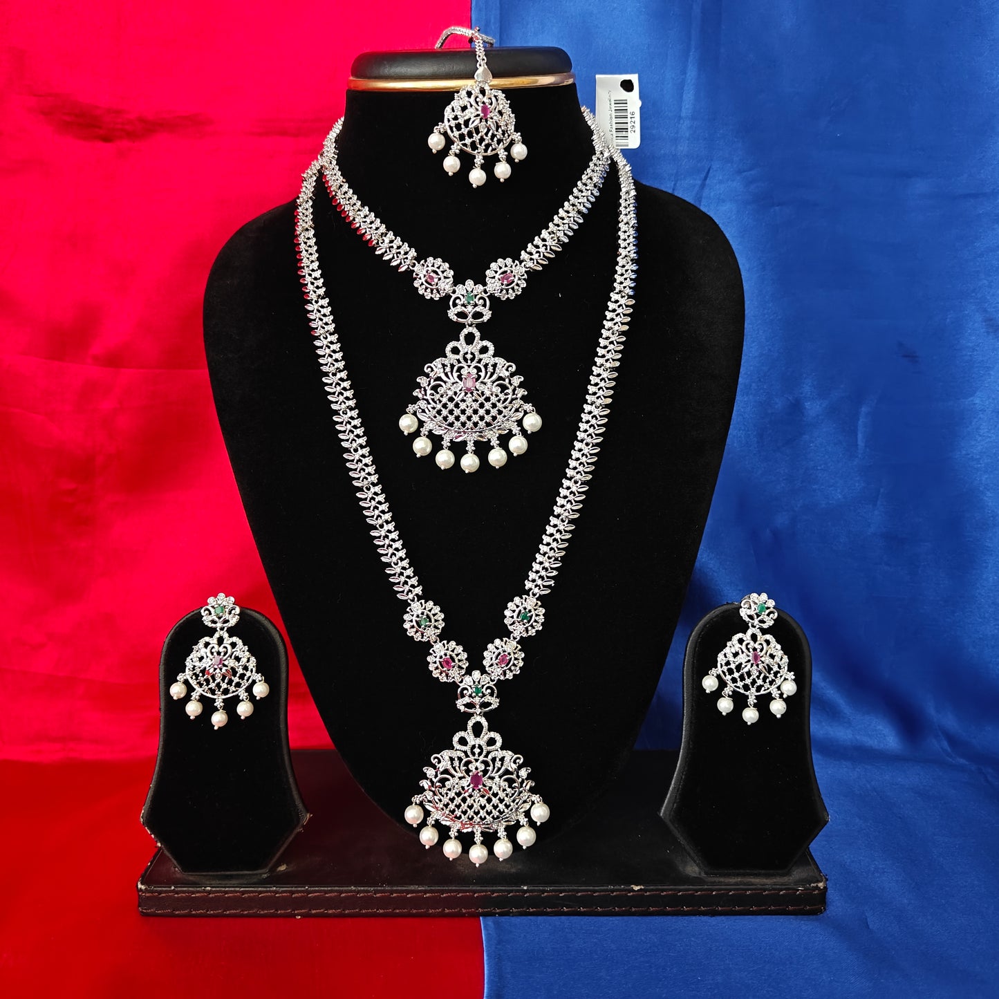 Beautiful Silver Combo Set In Multi Colour Stone
