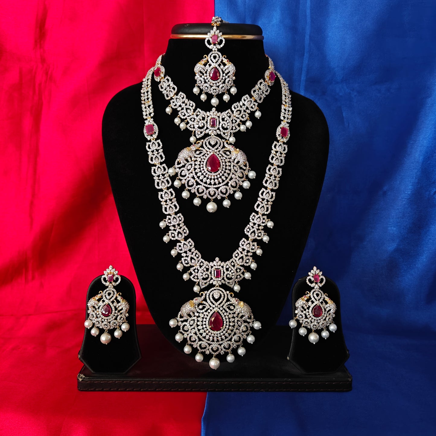 Elegant GJ Combo Set In Ruby Stone