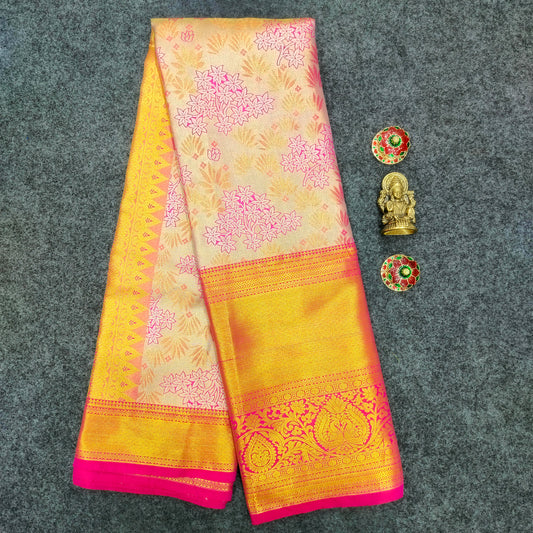 Woven Kanjivaram Pure Silk Saree Price in India, Full Specifications &  Offers | DTashion.com