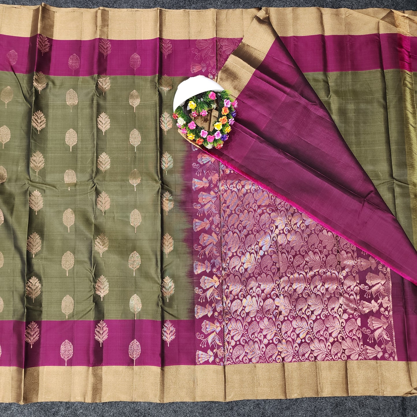 Kanchipattu lightweight Handloom Kadi Butta saree