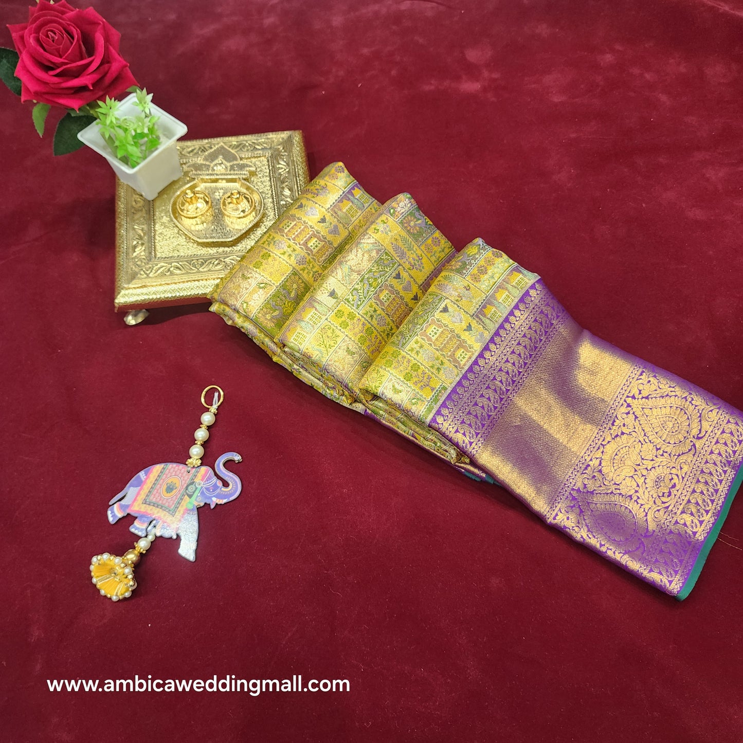 Pure Gold zari Bridal Kanchi Pattu Handloom Saree