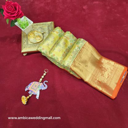 Pure Kanchi Pattu Gold bridal Handloom Saree