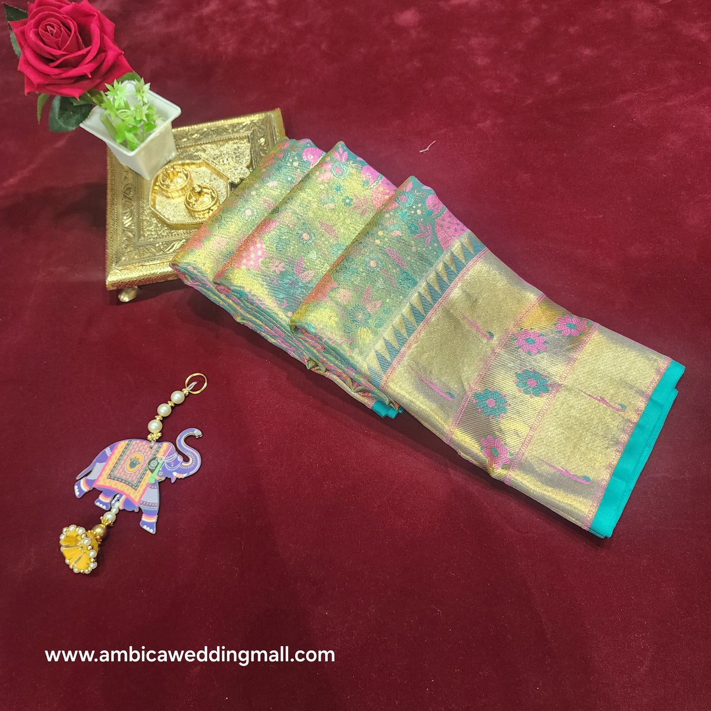 Kanchi bridal Gold Saree