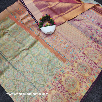 Pure Kanchi Pattu Handloom Gold Bridal Saree