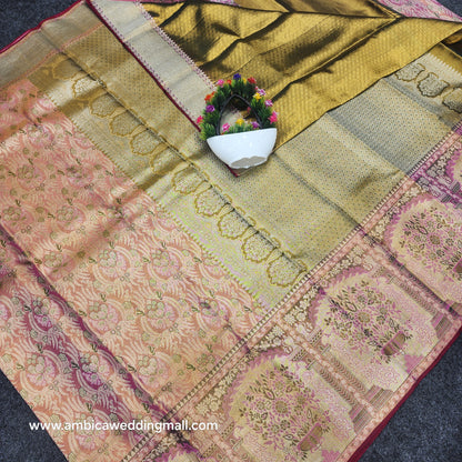 Kanchi pattu Gold  Handloom Saree