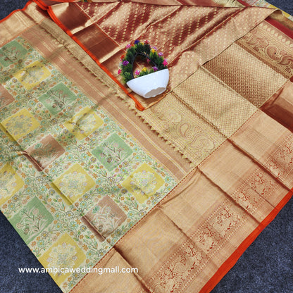 Pure Kanchi Pattu Gold bridal Handloom Saree