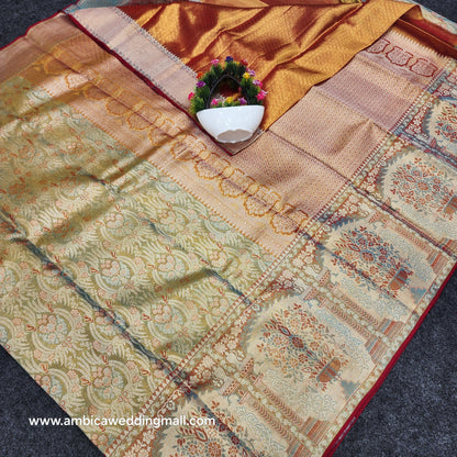 Pure Kanchi Pattu bridal Gold Handloom Saree