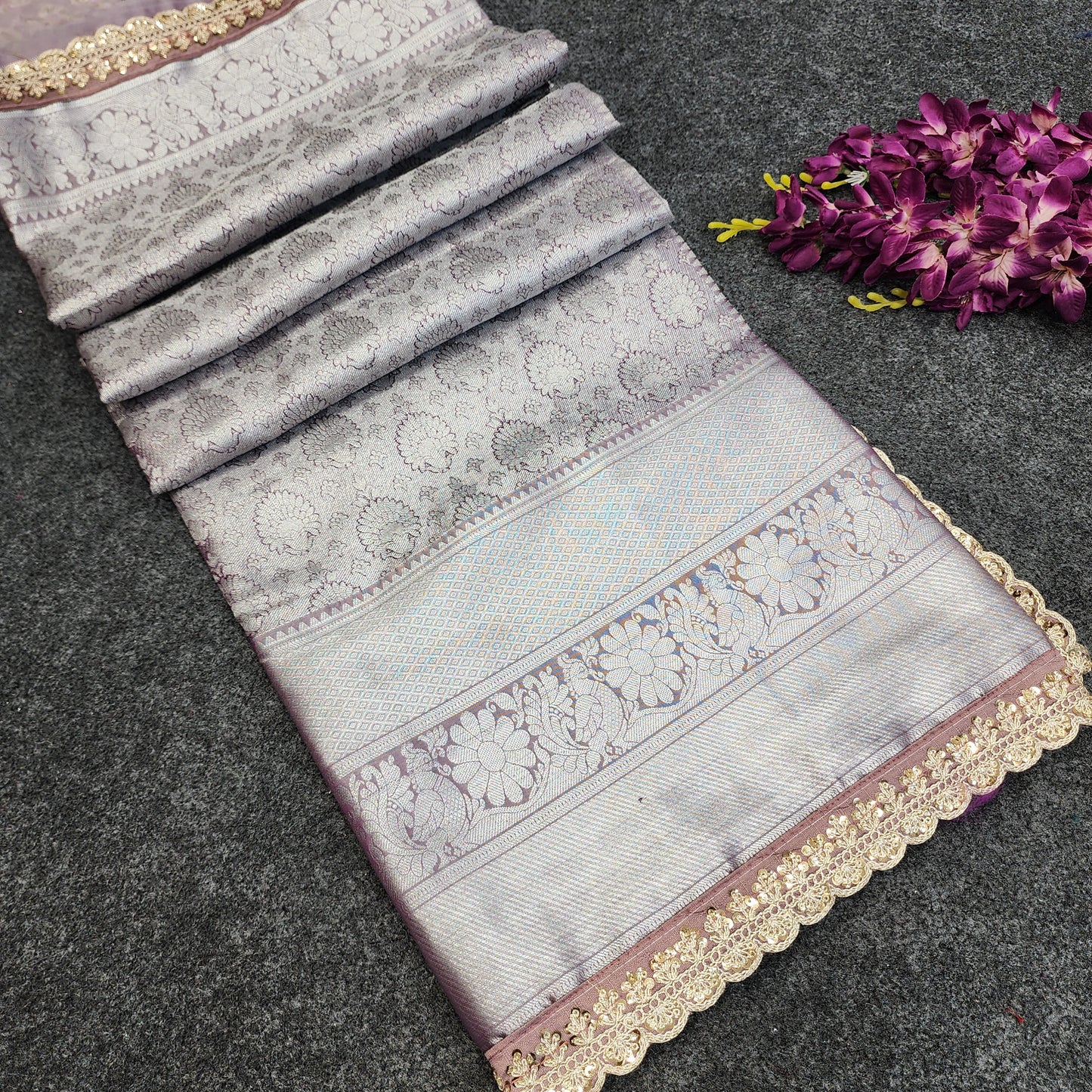 Kanchi pattu pastel colour sarees with special lace border ✨️