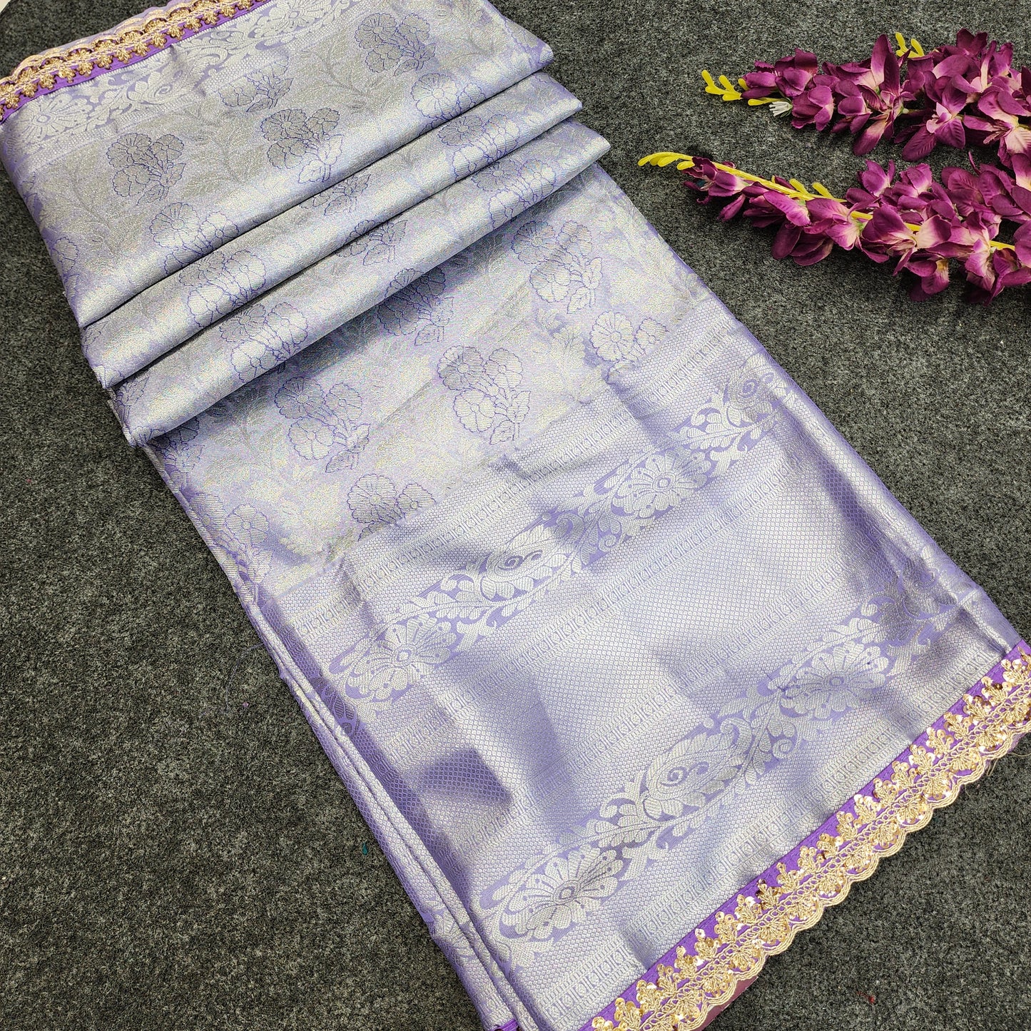 Kanchi pattu pastel colour sarees with special lace border ✨️