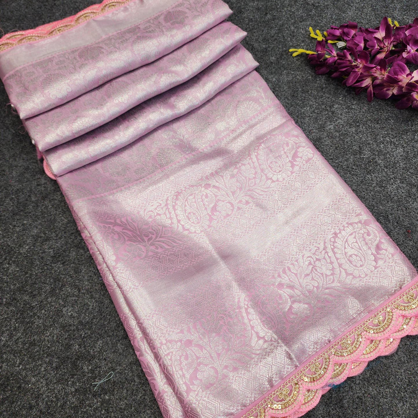 Kanchi pattu pastel colour sarees with special lace border ✨️