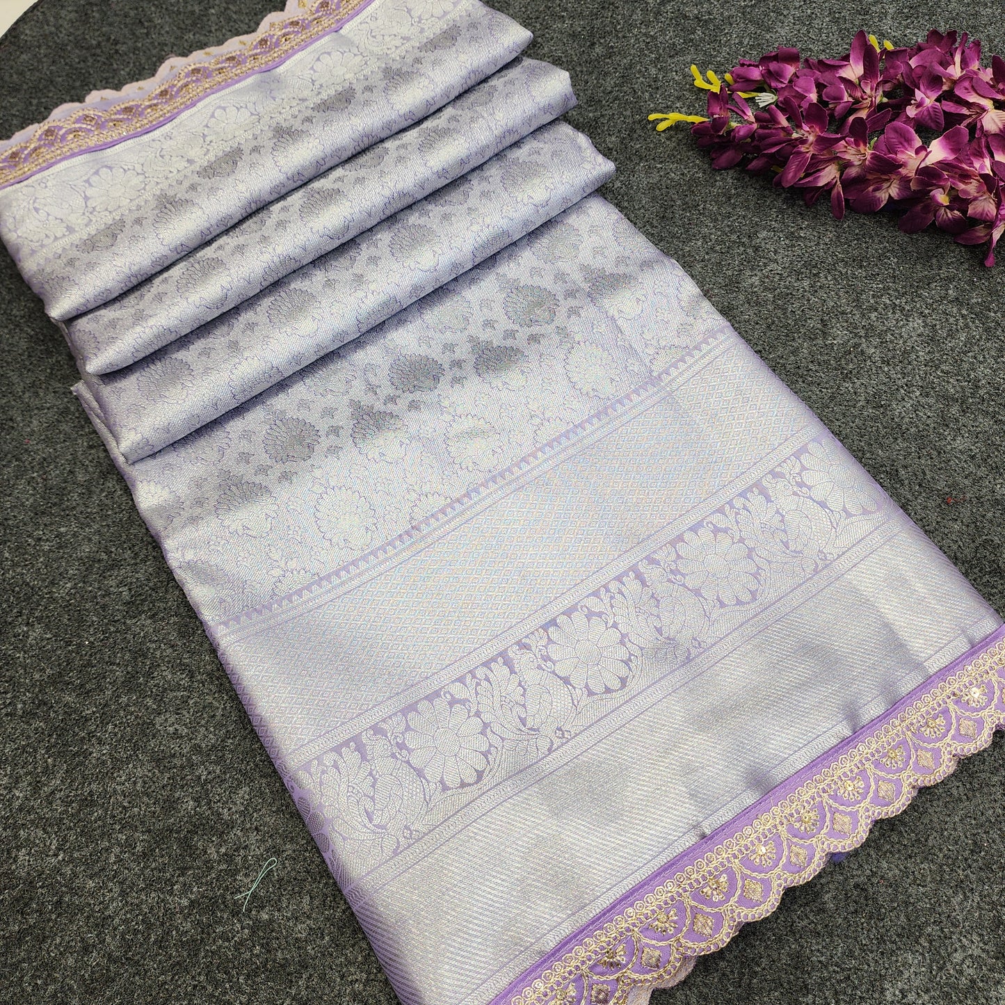 Kanchi pattu pastel colour sarees with special lace border ✨️