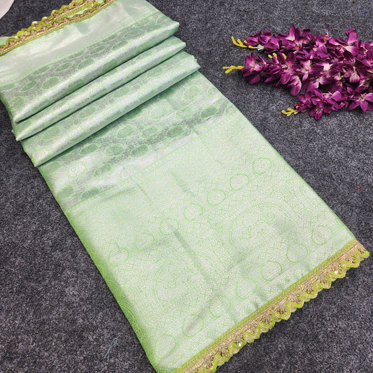 Kanchi pattu pastel colour sarees with special lace border ✨️