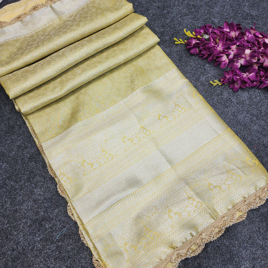 Kanchi pattu pastel colour sarees with special lace border ✨️