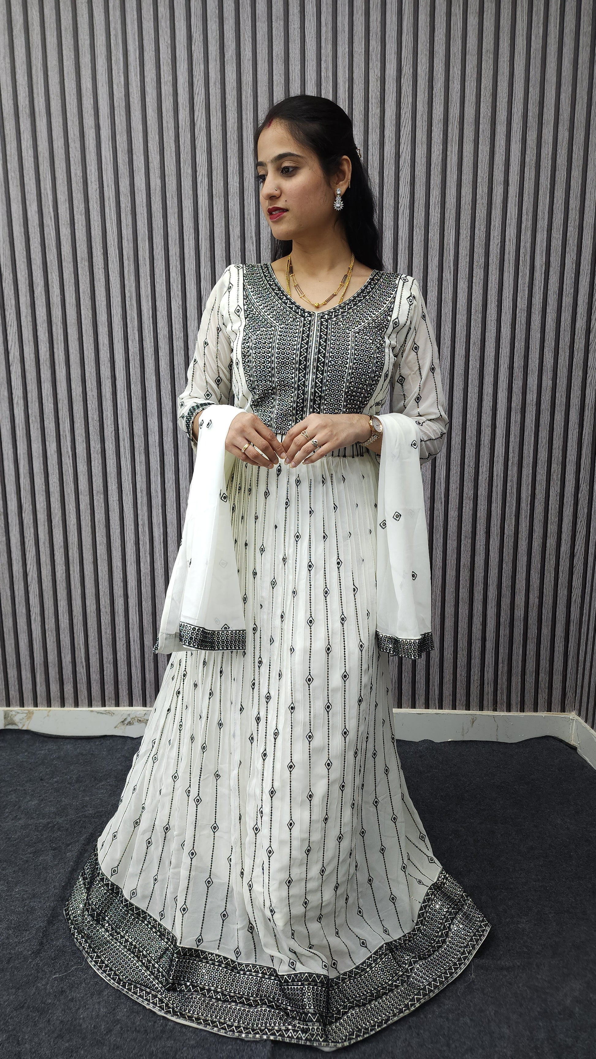 Crop Top Black White Spl Fancy Designer Dress – Ambica Wedding Mall