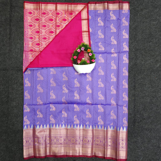 Semi Pattu Rose Gold Jari Kuppadam Saree