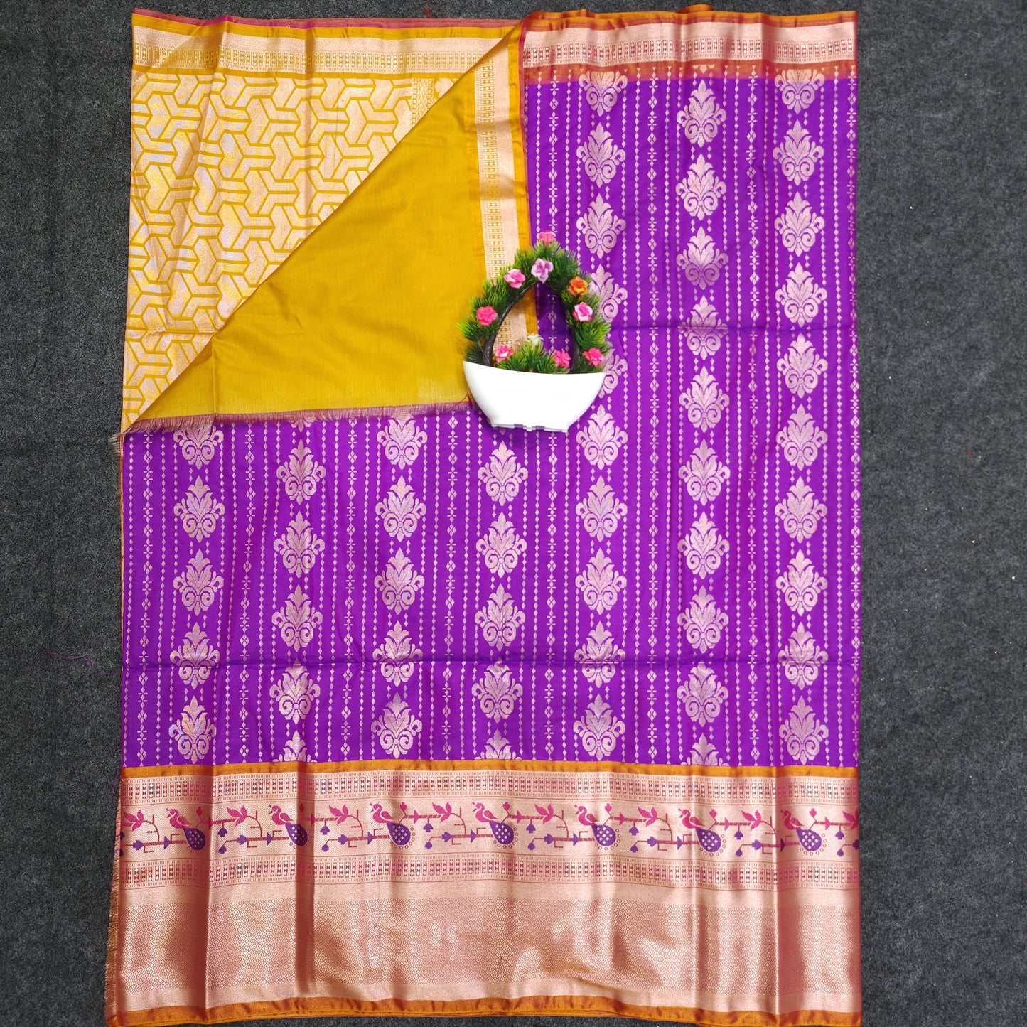 Semi Pattu Rose Gold Jari Kuppadam Saree