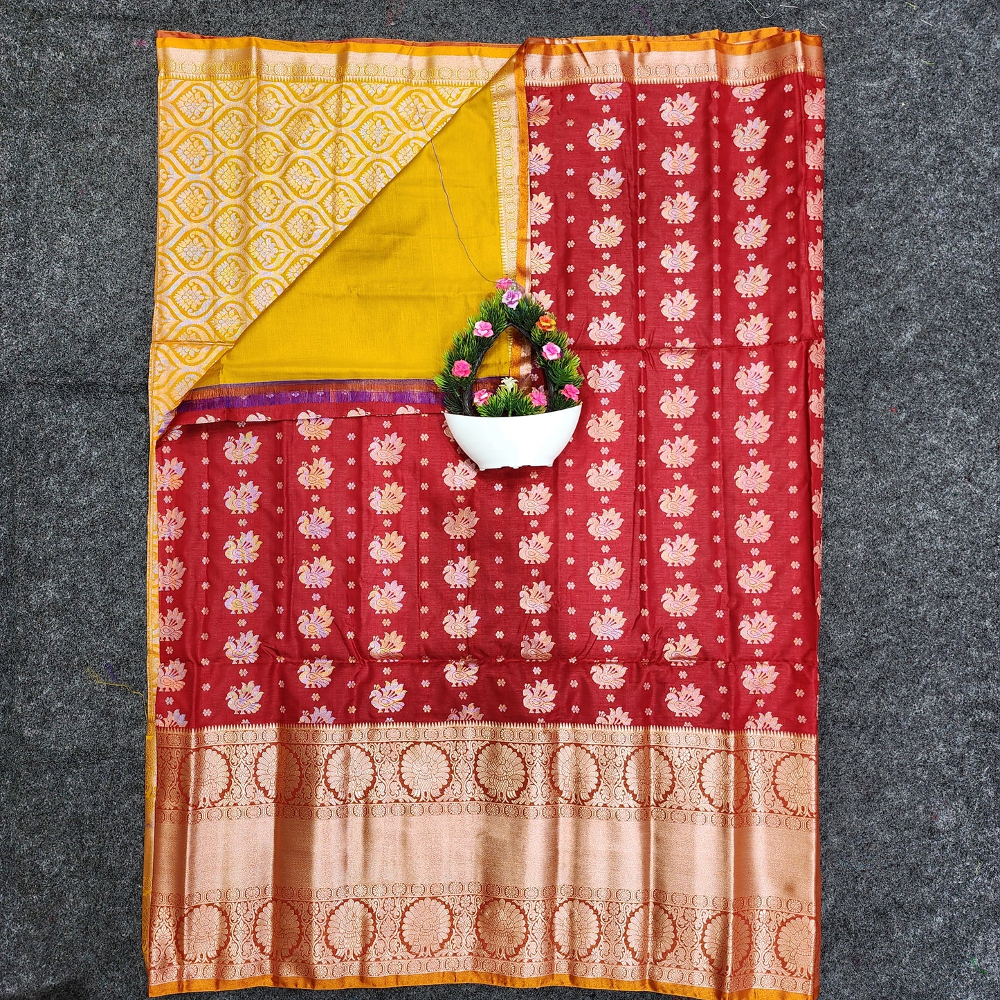 Semi Pattu Rose Gold Jari Kuppadam Saree