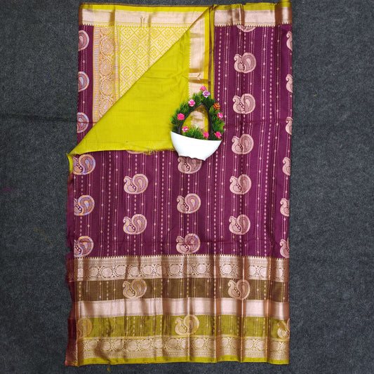 Semi Pattu Rose Gold Jari Kuppadam Saree