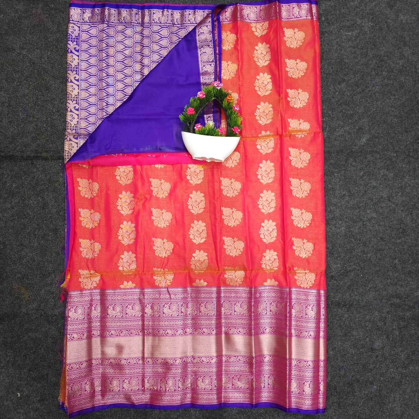 Semi Pattu Rose Gold Jari Kuppadam Saree