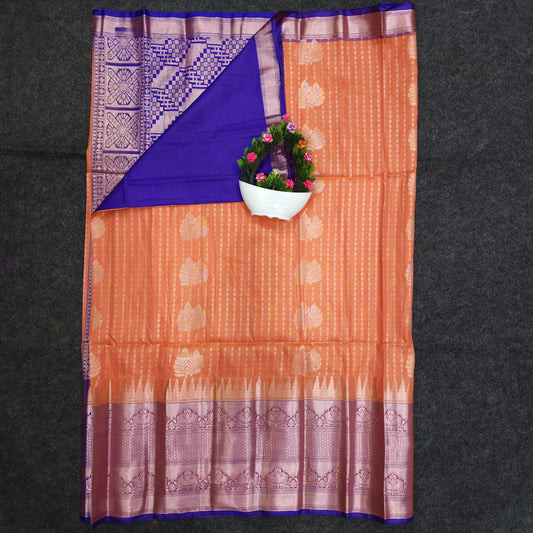 Semi Pattu Rose Gold Jari Kuppadam Saree