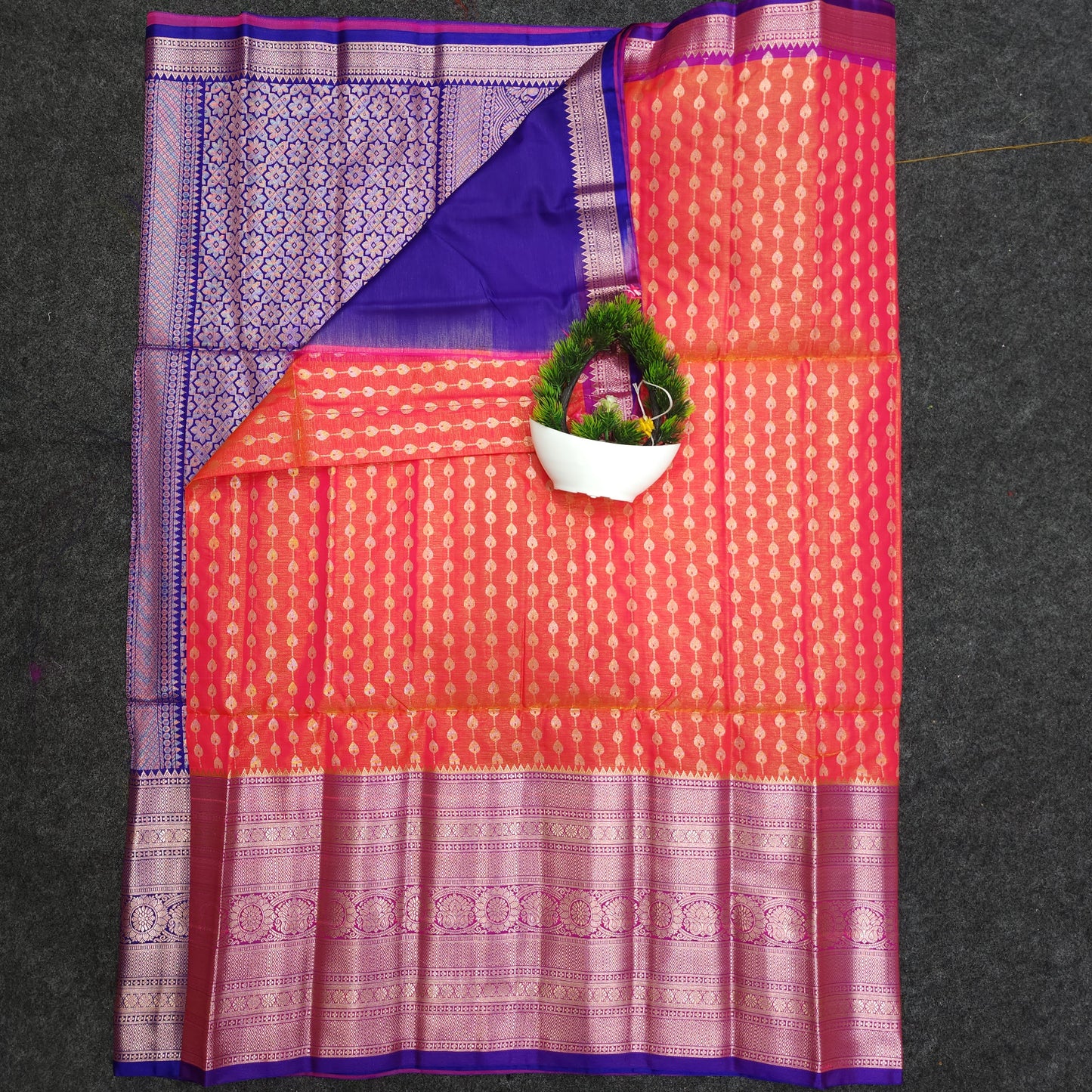 Semi Pattu Rose Gold Jari Kuppadam Saree