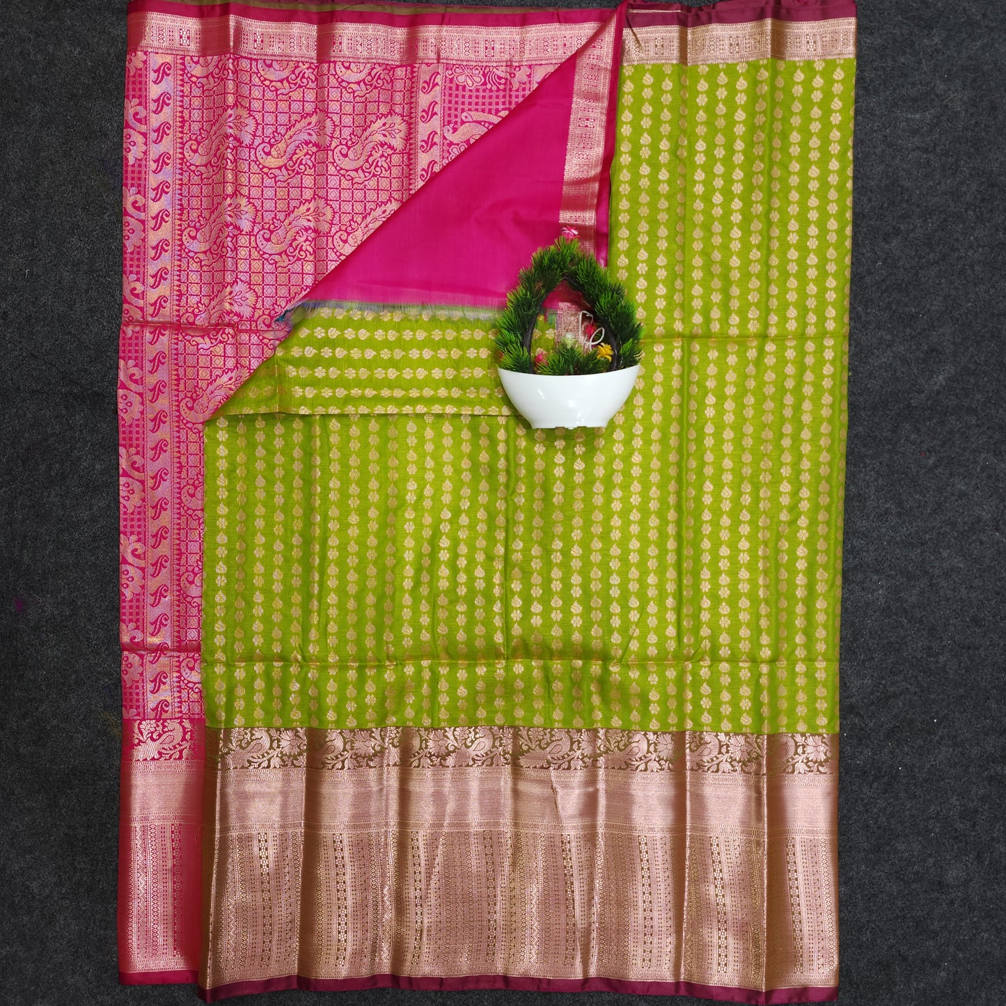 Semi Pattu Rose Gold Jari Kuppadam Saree