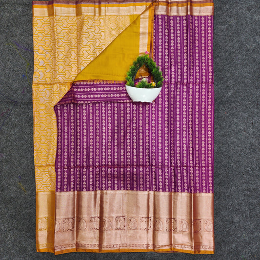 Semi Pattu Rose Gold Jari Kuppadam Saree