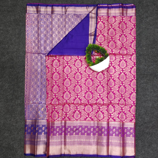 Semi Pattu Rose Gold Jari full Brocade Saree