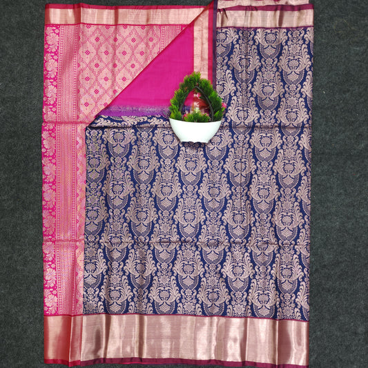 Semi Pattu Rose Gold Jari full Brocade Saree